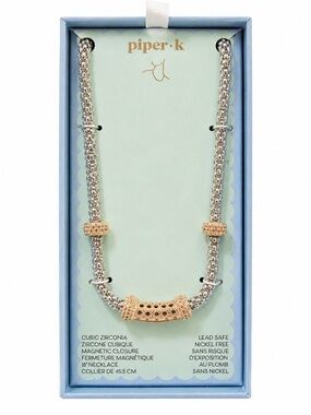 piper•k Two-Tone Cubic Zirconia Necklace - Silver & Gold Accents